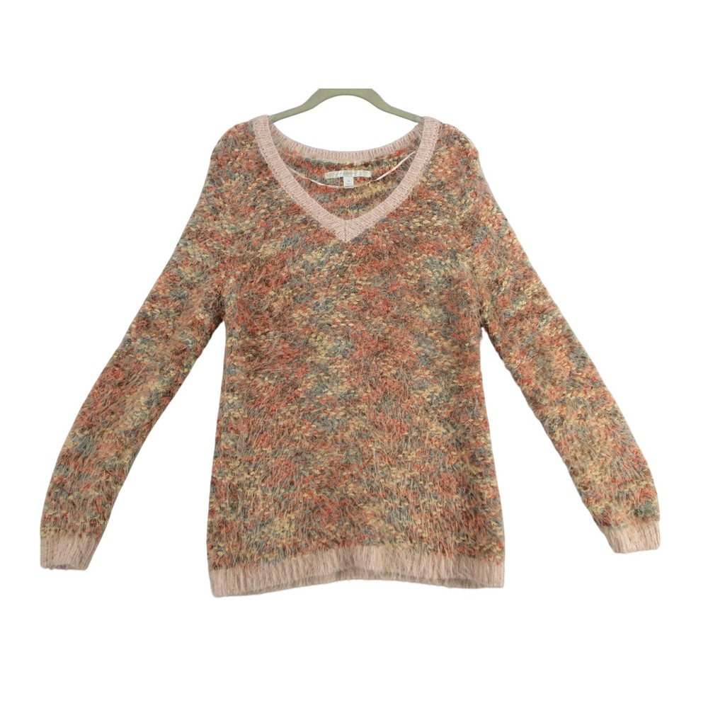 LC Lauren Conrad Womens Multicolor Eyelash Knit V-Neck Sweater Size M